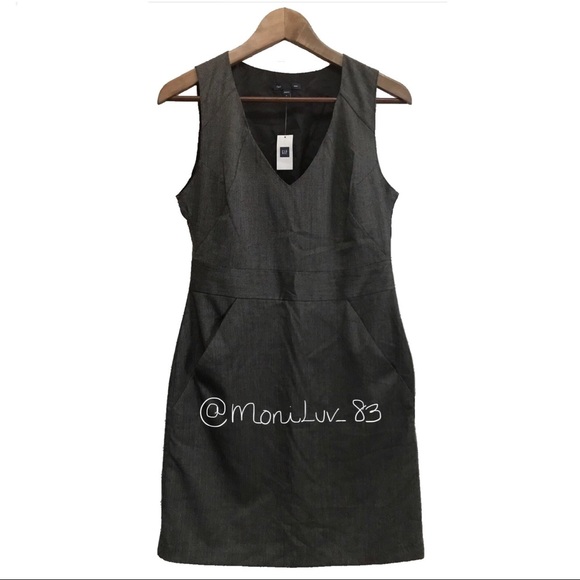 ✨NEW✨GAP v neck sleeveless sheath lined dress with pockets size 4 - Picture 1 of 1